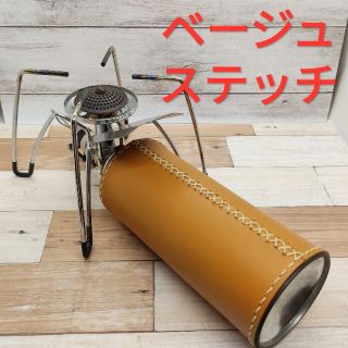 ＣＢ缶カバー　ガス缶カバー　キャメル本革　ベージュステッチ(その他)