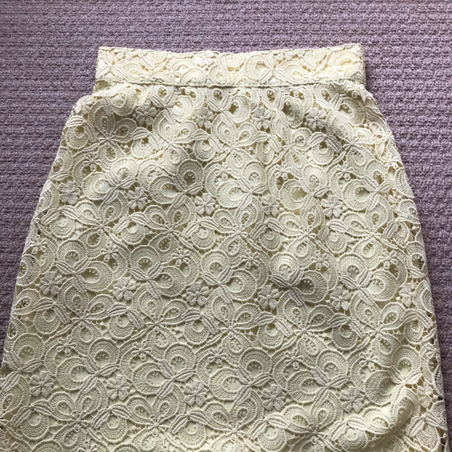 ひざ丈スカートANAYI モザイクフラワー レーススカート [ navy / 34