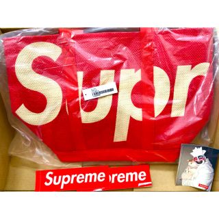 シュプリーム(Supreme)の【即納】supreme raffia tote トート　レッド　赤(トートバッグ)