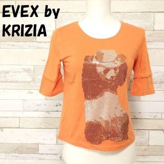 クリツィア(KRIZIA)の【人気】EVEXbyKRIZIA ラインストーンパンダ5分重ね着風袖トップス (カットソー(半袖/袖なし))