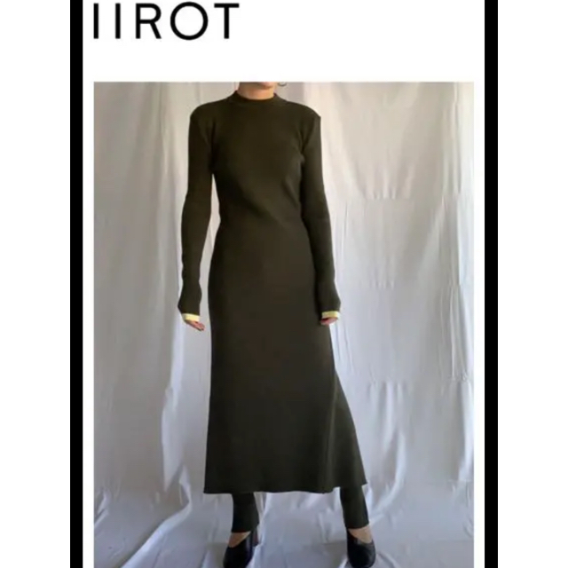 イロット IIROT アシンメトリーワンピース ロング 長袖 リネン F 黒