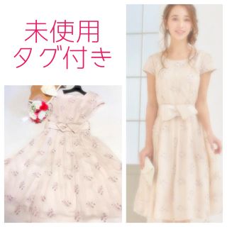 デビュードフィオレ(Debut de Fiore)のDebut de Fiore ✧*｡チュールフラワー刺繍ワンピース♡定約2.9万(ひざ丈ワンピース)