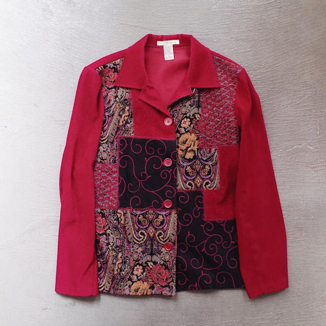 もらって嬉しい出産祝い Patchwork Vintage - VINTAGE Ameri jacket Red / テーラードジャケット