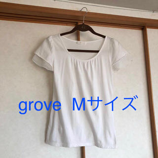 グローブ(grove)のgrove グローブ　白　トップス　カットソー　半袖 Tシャツ フレアスリーブ(カットソー(半袖/袖なし))
