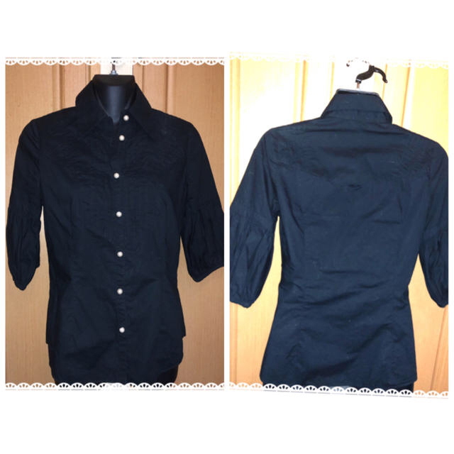 VIVAYOU(ビバユー)のVIVA YOU 五分袖シャツ　羽織り　トップス　半袖　ブラック　黒 レディースのトップス(シャツ/ブラウス(半袖/袖なし))の商品写真