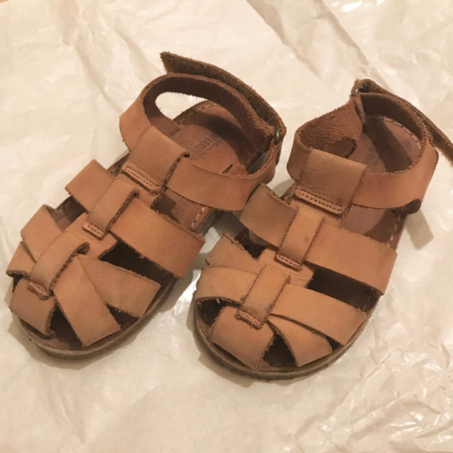 ZARA KIDS(ザラキッズ)のZARA BABY レザーケージサンダル22（13.5㎝） キッズ/ベビー/マタニティのベビー靴/シューズ(~14cm)(サンダル)の商品写真