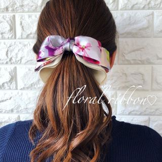 バナナクリップ アーチ型【floral ribbon♡】　(バレッタ/ヘアクリップ)