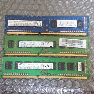 DDR3 PC3-12800U 4GB × 3枚(PCパーツ)