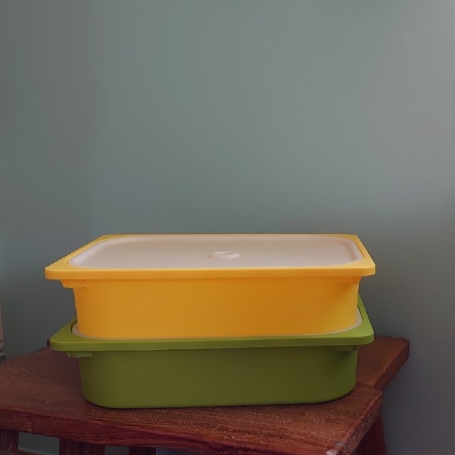 イケア トロファスト ボックス2点セット箱ケース収納 黄色 緑 雑貨おもちゃ入れ