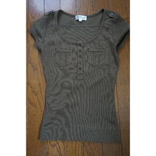 ミッシェルクラン(MICHEL KLEIN)のh11　サイズ38　半袖Tシャツ　リブ編み　モスグリーン(Tシャツ(半袖/袖なし))