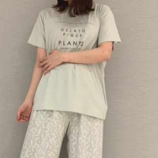 ジェラートピケ(gelato pique)の新品未使用 ジェラートピケ ボタニカルレーヨンロゴTシャツ ミント(ルームウェア)