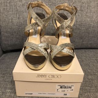 ジミーチュウ(JIMMY CHOO)の再お値下★新品JIMMYCHOO グリッタープラットフォームサンダルVAMP38(ハイヒール/パンプス)