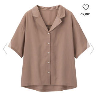 ジーユー(GU)のリネンブレンドオープンカラーシャツ(5分袖)(シャツ/ブラウス(半袖/袖なし))