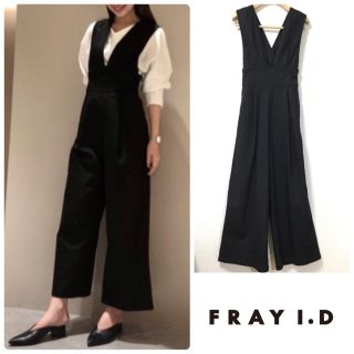 フレイアイディー(FRAY I.D)のフレイアイディー ▷ ワイドサスペ付パンツ　2way  ワイドパンツ　黒(オールインワン)