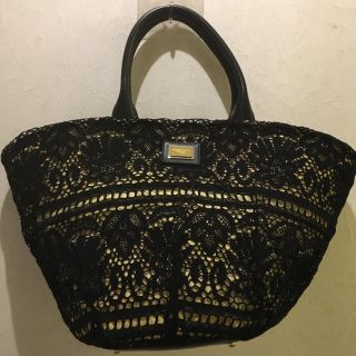 ドルチェアンドガッバーナ(DOLCE&GABBANA)のD&G   美品　レースブラックカゴバック(かごバッグ/ストローバッグ)