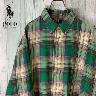 ポロラルフローレン(POLO RALPH LAUREN)の【グッドカラー】 ラルフ ローレン ワンポイント チェック シャツ 緑 紫 古着(シャツ)