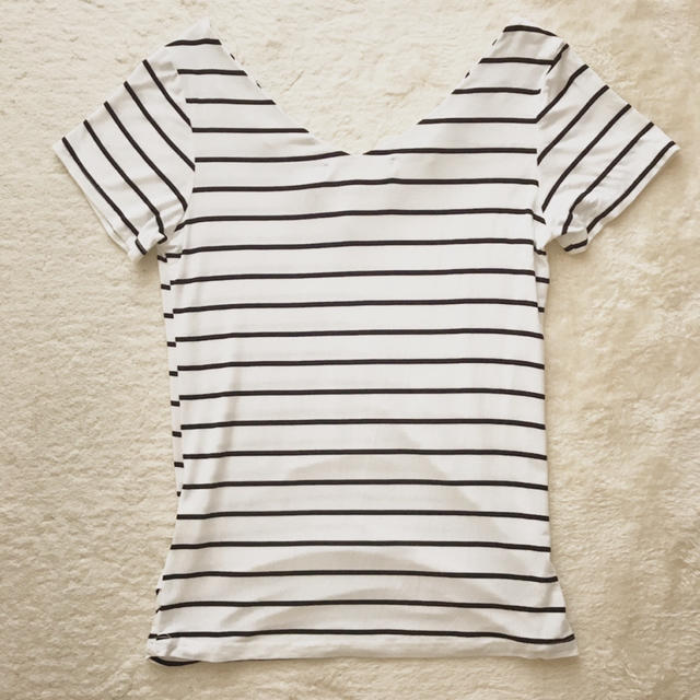 ♡美品♡ボーダー両VネックTシャツ♡ レディースのトップス(Tシャツ(半袖/袖なし))の商品写真