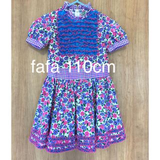 フェフェ(fafa)の美品！fafa 花柄ワンピース　ホワイトフラワー　110cm(ワンピース)