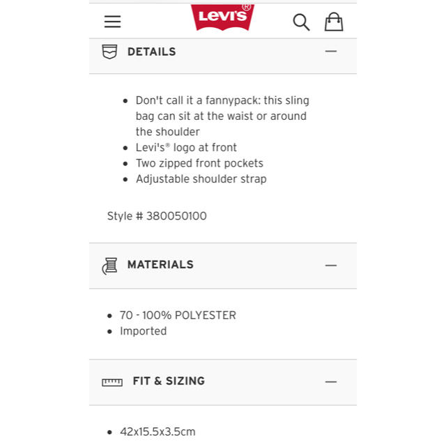 Levi's(リーバイス)の【新品】Levi's  ボディバッグ MeshLargeSling メンズのバッグ(ボディーバッグ)の商品写真