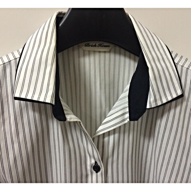 七分袖のストライプシャツ［ Mサイズ ］ レディースのトップス(シャツ/ブラウス(長袖/七分))の商品写真