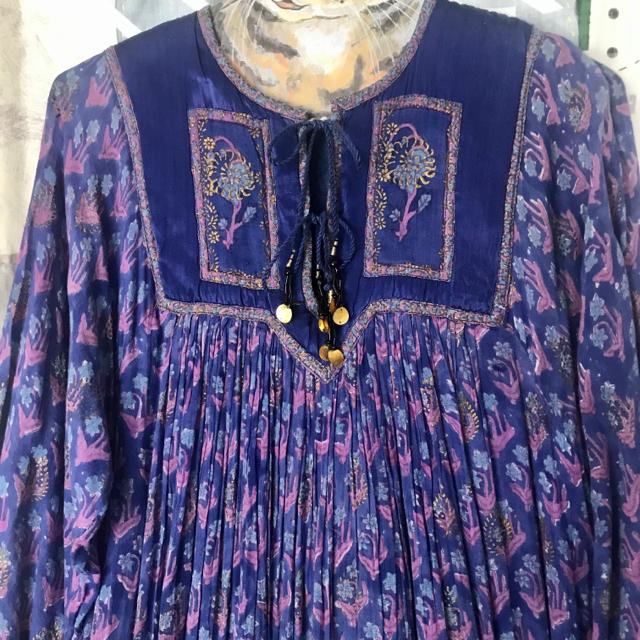 Lochie 70s ヴィンテージ インド綿 ワンピース 青 紫系の通販 By Aurora S Shop ロキエならラクマ
