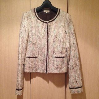 ツイード ノーカラージャケット(ノーカラージャケット)