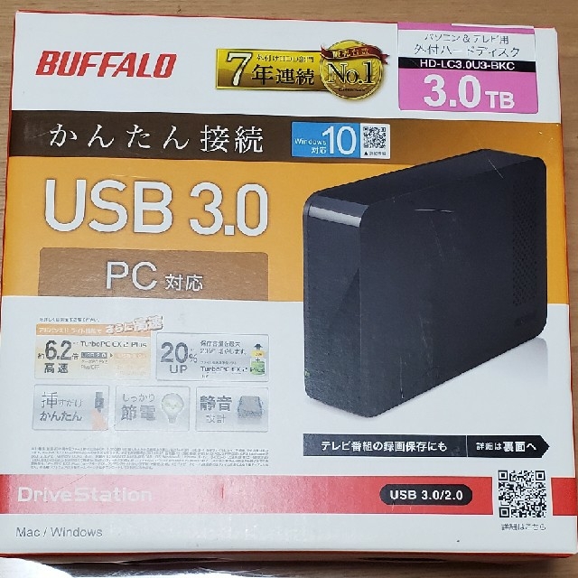 BUFFALO 外付HDD　HD-LE3U3-BA　3TB　ブラック　展示品