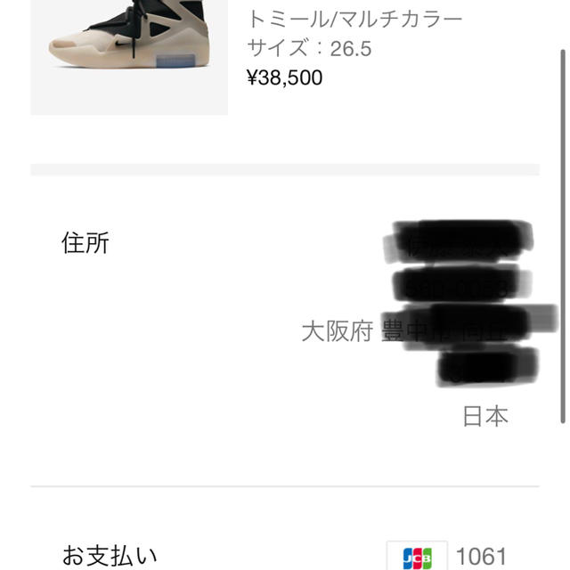 NIKE AIR FEAR OF GOD 1 STRING 26.5cm