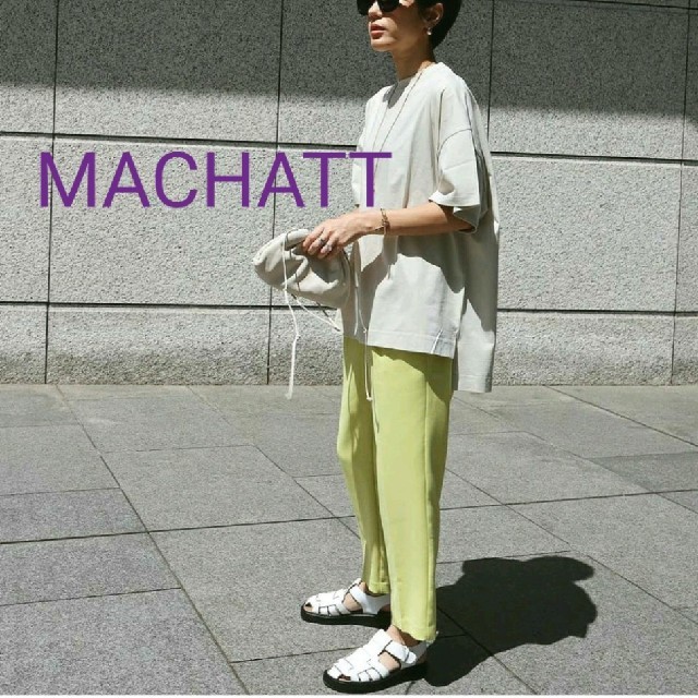 MACHATT タックテーパードパンツ ライム マチャット パンツ