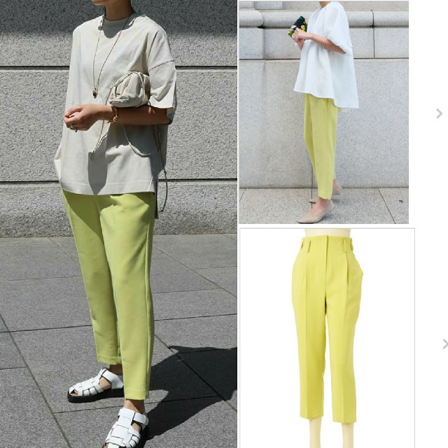 MACHATT タックテーパードパンツ ライム マチャット パンツ www