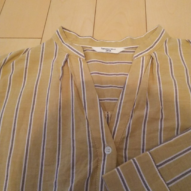 SM2(サマンサモスモス)のサマンサモスモス blue ストライプシャツ 半端袖 レディースのトップス(シャツ/ブラウス(長袖/七分))の商品写真