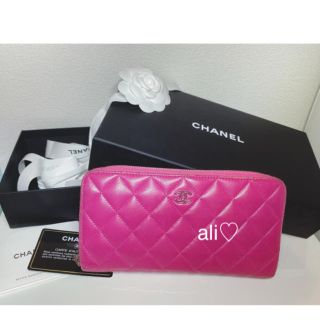 シャネル(CHANEL)のCHANEL　シャネル　マトラッセラウンドファスナー財布　ラムスキン　ピンク(財布)