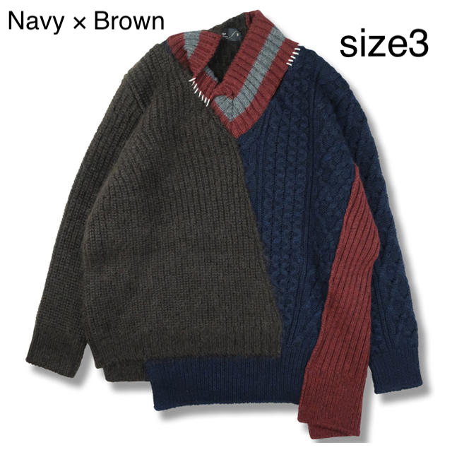 kolor(カラー)のkolor 20AW ニット Navy× Brown Size3 メンズのトップス(ニット/セーター)の商品写真