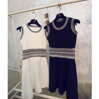 ザラ(ZARA)のワンピース ♡ インポート　フレアワンピース　レース　バイカラー  タンクトップ(ミニワンピース)