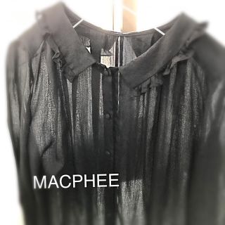 マカフィー(MACPHEE)のトゥモローランド  コットンシルクブラウス　ブラック(シャツ/ブラウス(長袖/七分))