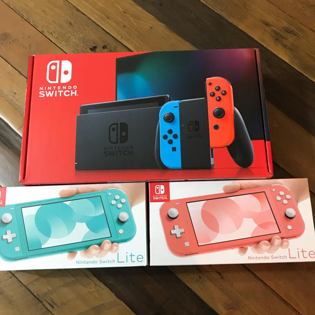 スイッチ 本体 ネオン➕スイッチ ライト コーラル ➕ターコイズ ３台セット