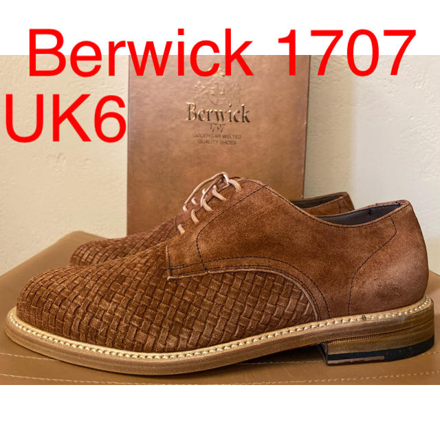 新品 berwick1707 スエード 編み込み ダービーシューズ 革靴 25 半額