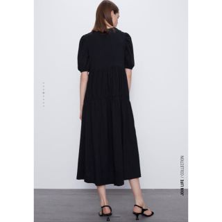 ザラ(ZARA)のほぼ新品2020大人気ZARA ギャザー入りワンピース　※グレー(ロングワンピース/マキシワンピース)