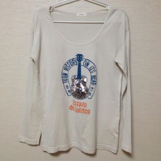 アダムエロぺ(Adam et Rope')のスパンコール☆ギター☆カットソー(Tシャツ(長袖/七分))