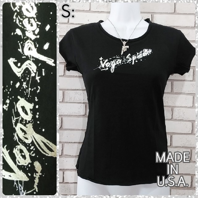 S: 新品 USA コットンT-shirt★新品未使用★ブラック レディースのトップス(Tシャツ(半袖/袖なし))の商品写真