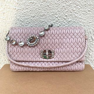 ミュウミュウ(miumiu)のBell様専用ミュウミュウ クリスタルビジュー ショルダー バッグ ピンク(ショルダーバッグ)