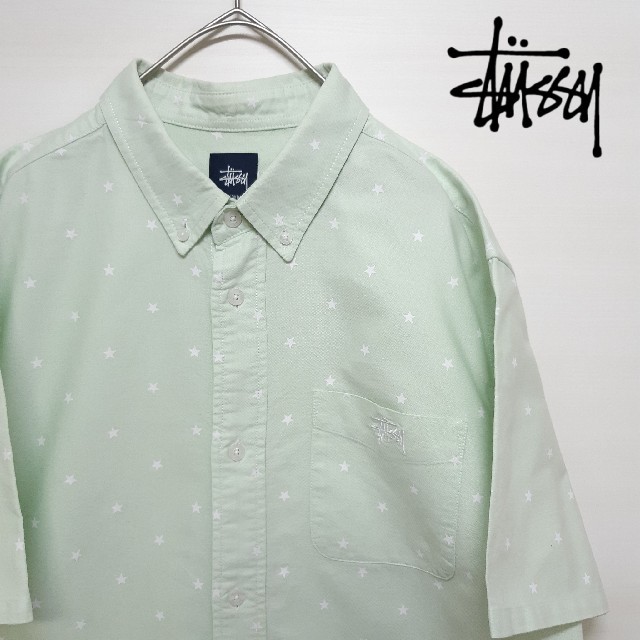 STUSSY ステューシー ボタンダウン 半袖 シャツ 星 スター M