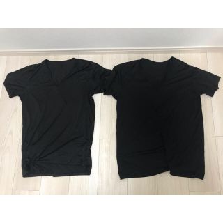 ユニクロ(UNIQLO)のユニクロ エアリズム Vネック（半袖）  サイズ M ブラック(Tシャツ/カットソー(半袖/袖なし))