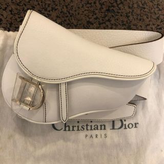 ディオール(Dior)の希少&美品！！美品 ディオール サドル　レザー ウエストバッグ ホワイト(ハンドバッグ)