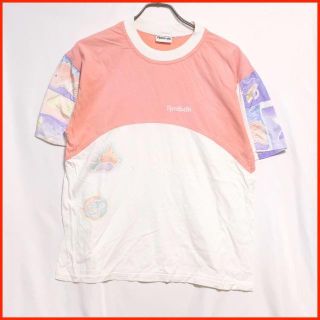 リーボック(Reebok)の【ユーロ古着】Reebok リーボック 可愛い アート 切り替えTシャツ(Tシャツ/カットソー(半袖/袖なし))