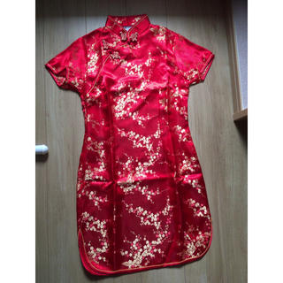 チャイナドレス赤レッドLレディースコスチュームコスプレハロウィン衣装仮装土産(衣装)