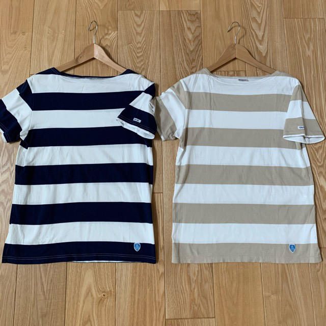 ORCIVAL(オーシバル)のORCIVAI　ボーダーＴシャツ ベージュ×ホワイト メンズのトップス(Tシャツ/カットソー(半袖/袖なし))の商品写真