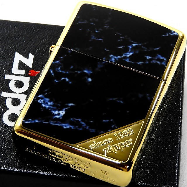 ZIPPO - 送料無料☆zippo☆両面☆大理石柄ブラック☆コーナーロゴ☆GD