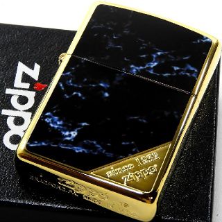 ジッポー(ZIPPO)の送料無料☆zippo☆両面☆大理石柄ブラック☆コーナーロゴ☆GD/BK☆ジッポ(タバコグッズ)