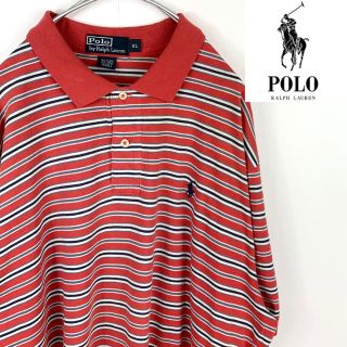 ポロラルフローレン(POLO RALPH LAUREN)のUSA古着【ポロラルフローレン】ポロシャツ オールド くすみレッド ボーダー(ポロシャツ)